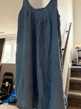GAP Sleeveless A-Line Chambray Skirt - Blue